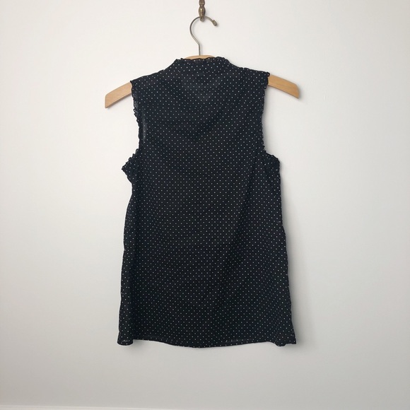 Old Navy Black Ruffle Blouse with White Polka Dots - Picture 6 of 6